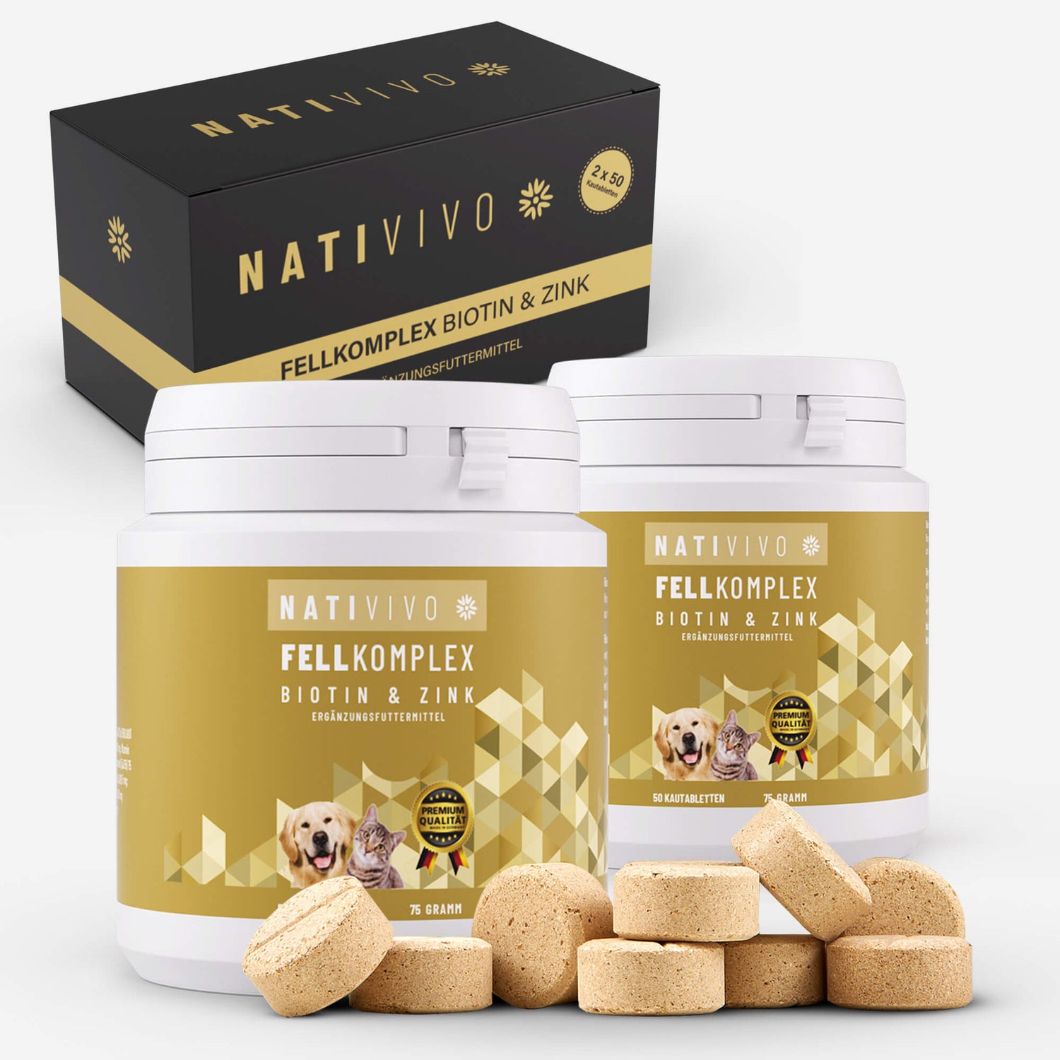2x50 Tabletten hochdosiertes Premium Biotin+Zink Katze Hund Komplex