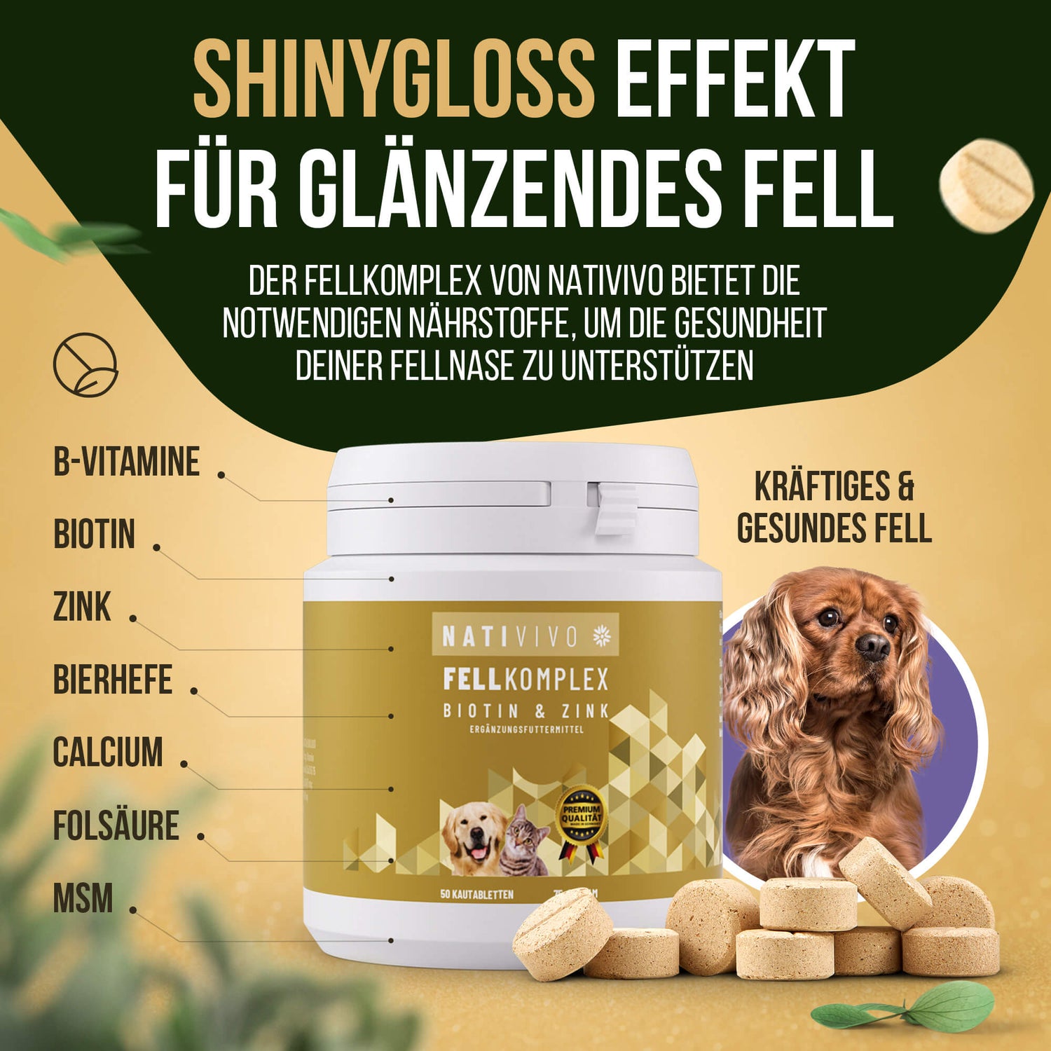 2x50 Tabletten hochdosiertes Premium Biotin+Zink Katze Hund Komplex