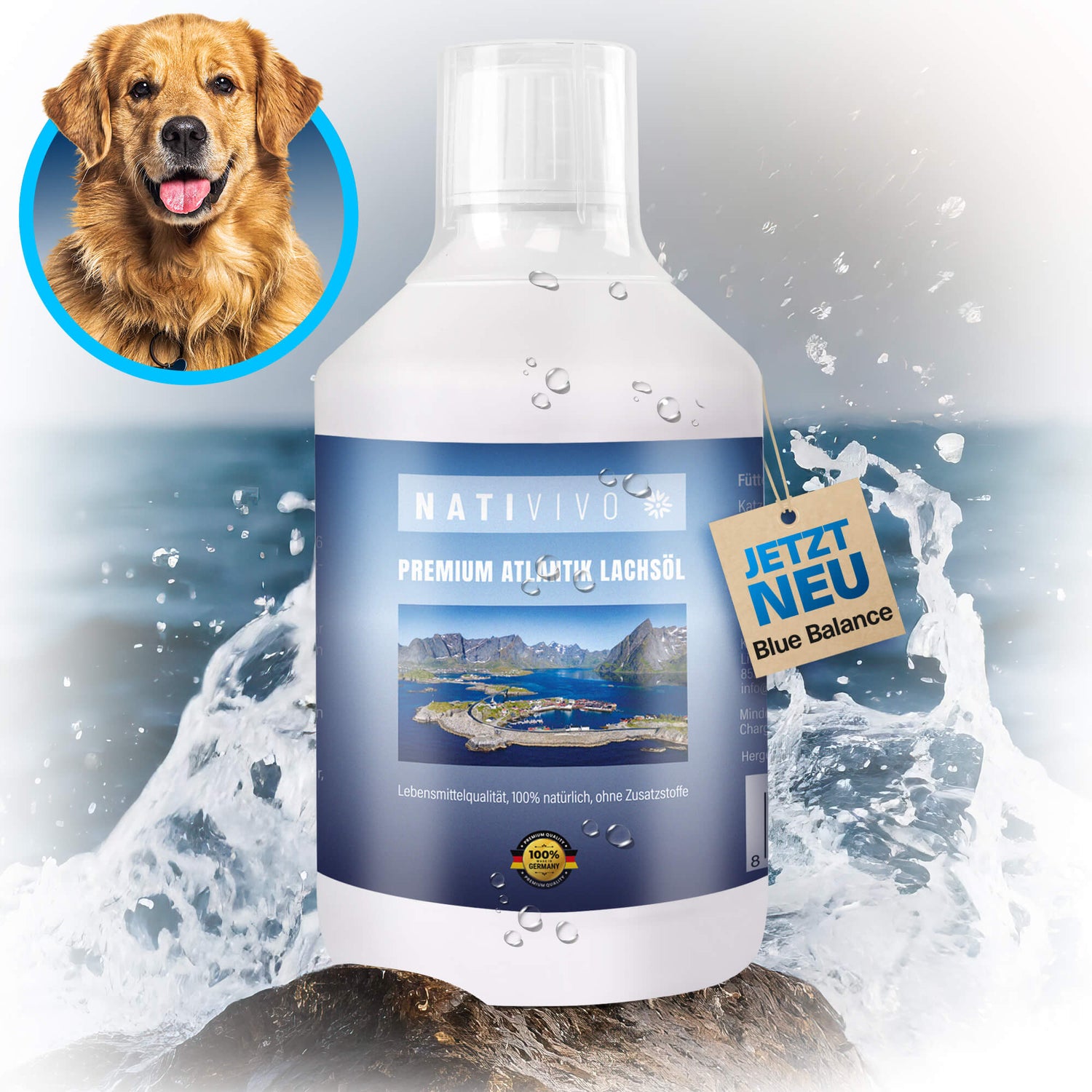 Premium Lachsöl für Hunde, Katzen & Pferde