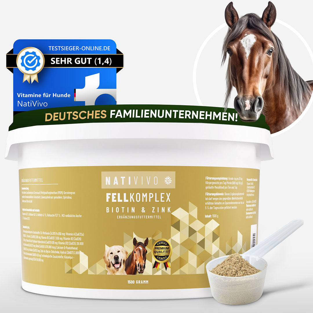 Biotin & Zink Fellkomplex für Pferde von Nativivio