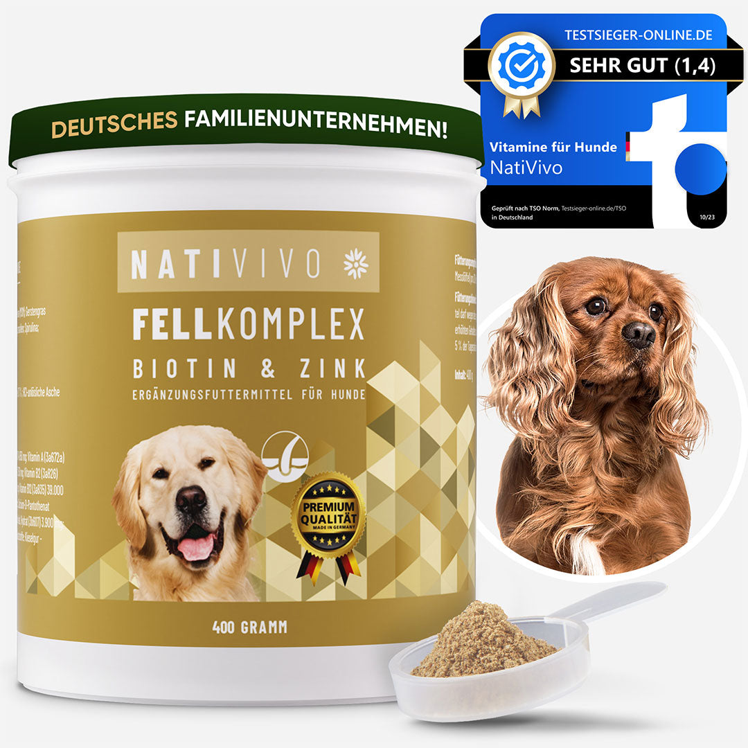 Biotin & Zink Fellkomplex für Hunde 400g von Nativivio