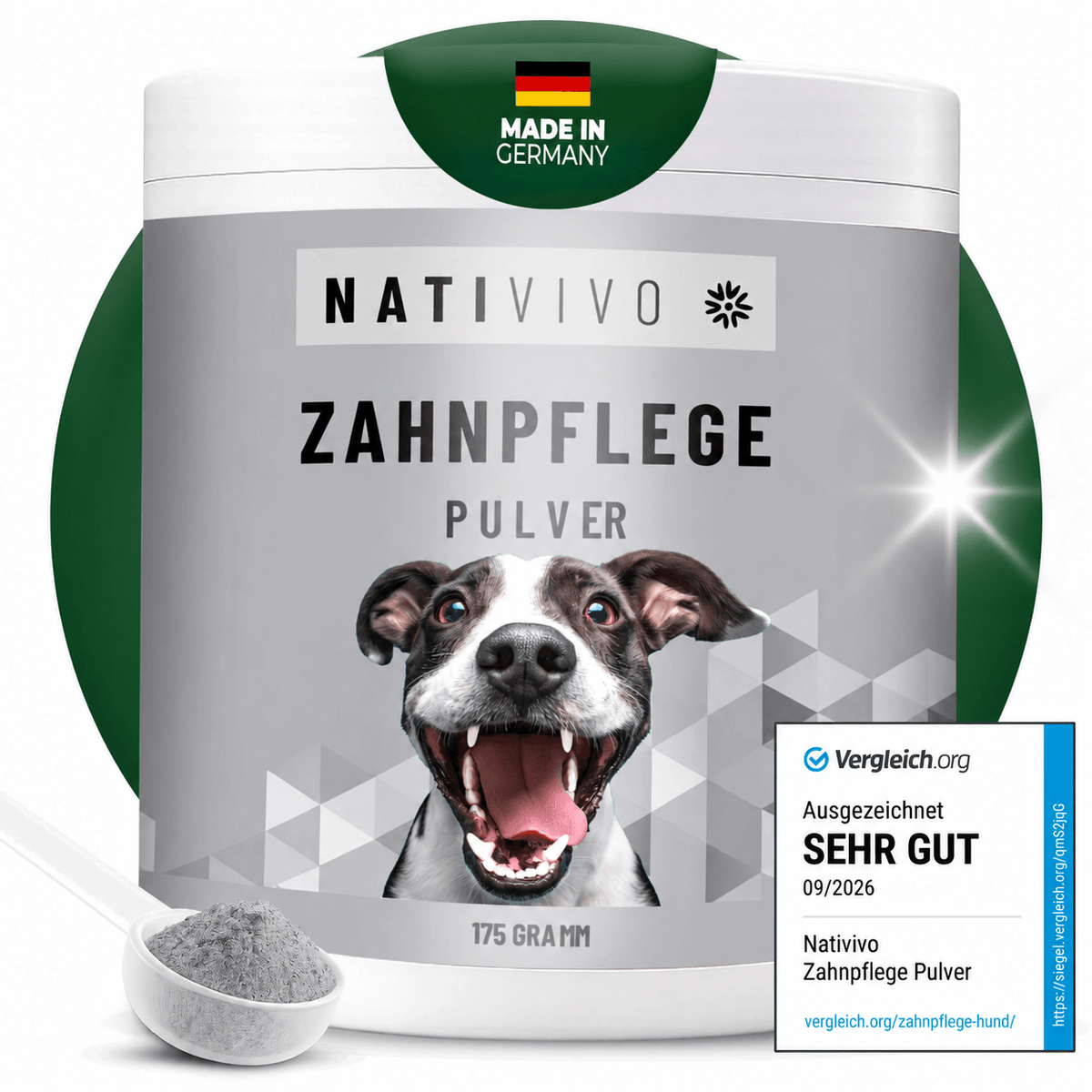 Zahnpflege Hund – Zahnpulver für Hunde – TESTURTEIL SEHR GUT