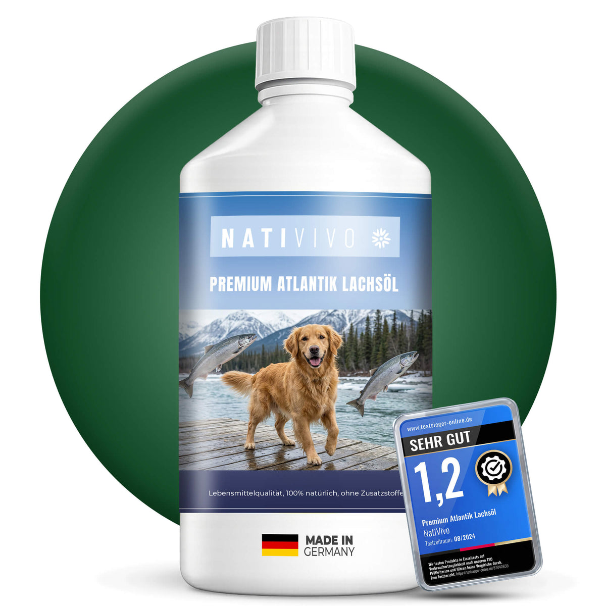 Premium Lachsöl für Hunde, Katzen & Pferde